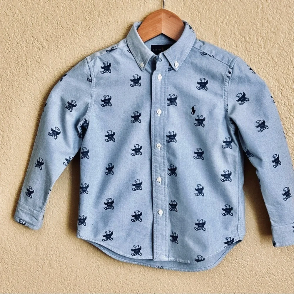 Ralph Lauren Polo Bear Oxford Long Sleeve Button Down Shirt